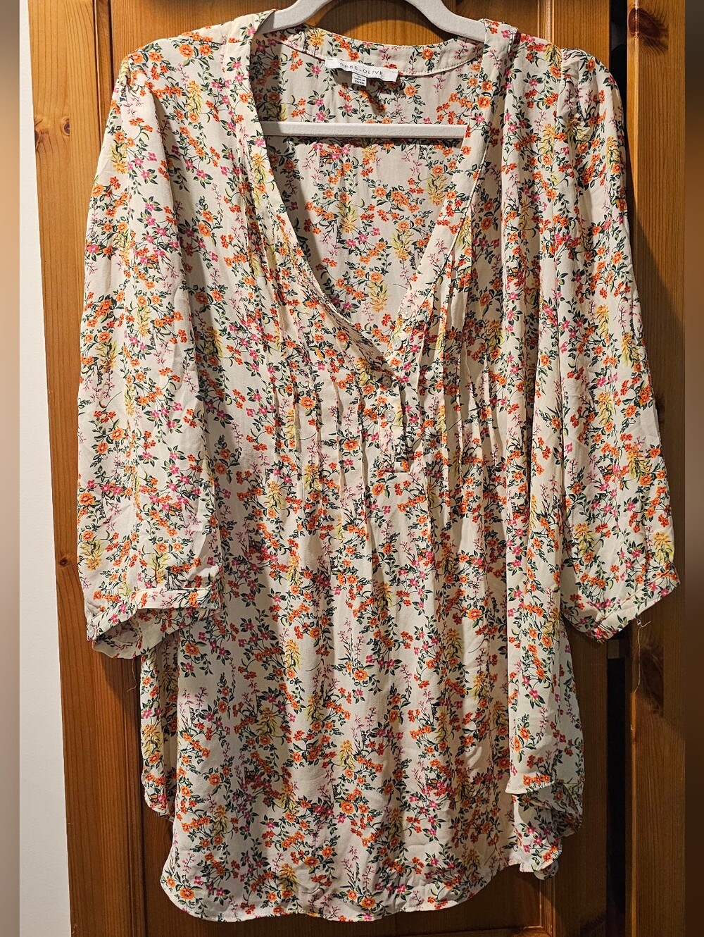 Floral Puffy Sleeve Plus Size 1x